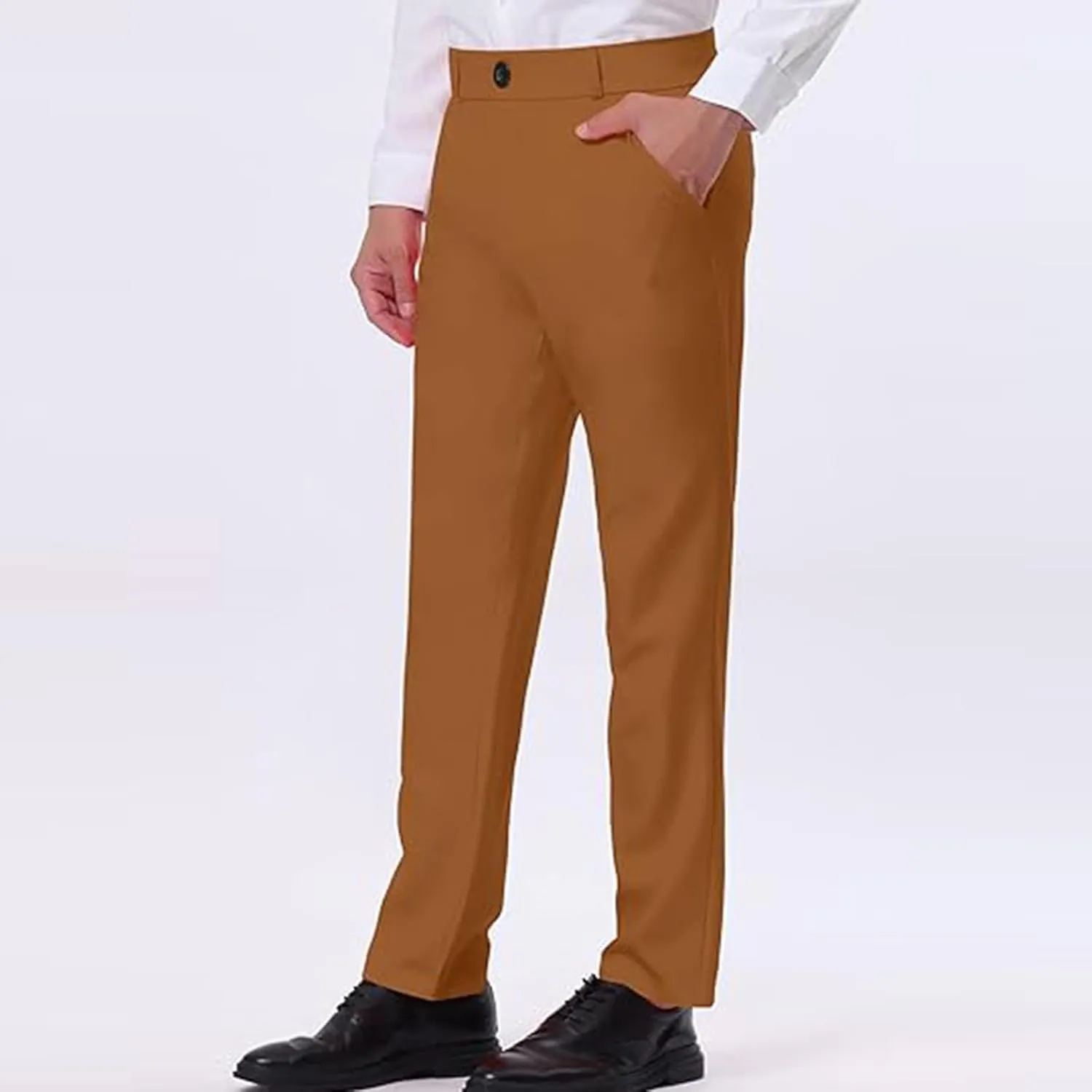 Mens Dress Pants Slim Fit Stretch Formal Pants for Men Golf Pants Wrinkle-Resistant Flat Front Chino Pant Classic