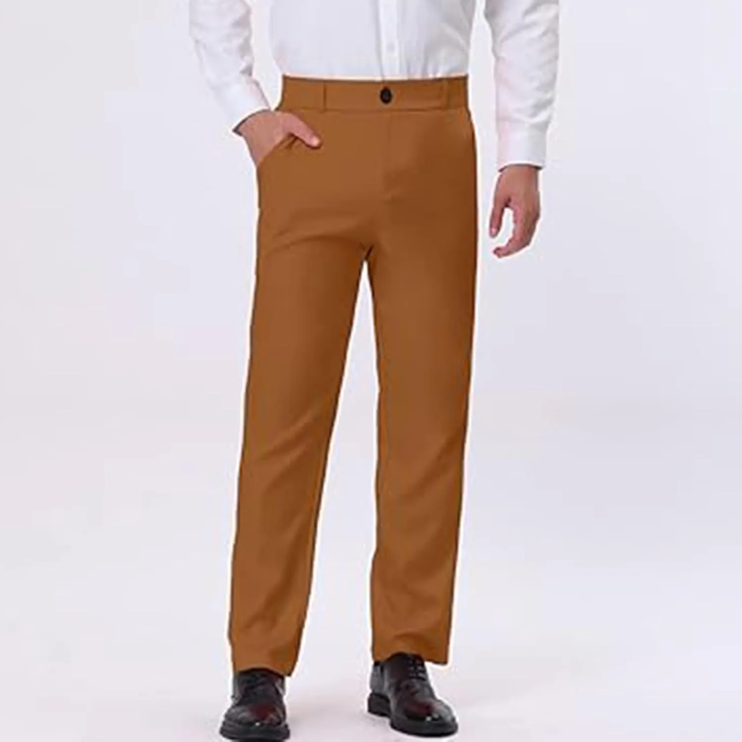 Mens Dress Pants Slim Fit Stretch Formal Pants for Men Golf Pants Wrinkle-Resistant Flat Front Chino Pant Classic