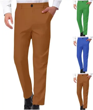 Mens Dress Pants Slim Fit Stretch Formal Pants for Men Golf Pants Wrinkle-Resistant Flat Front Chino Pant Classic