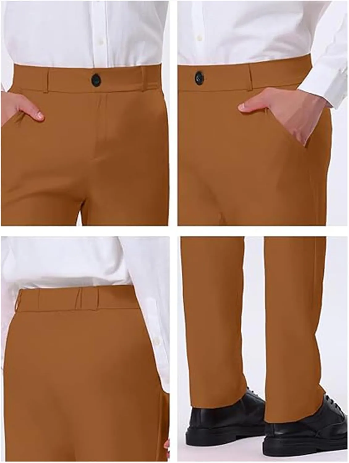 Mens Dress Pants Slim Fit Stretch Formal Pants for Men Golf Pants Wrinkle-Resistant Flat Front Chino Pant Classic