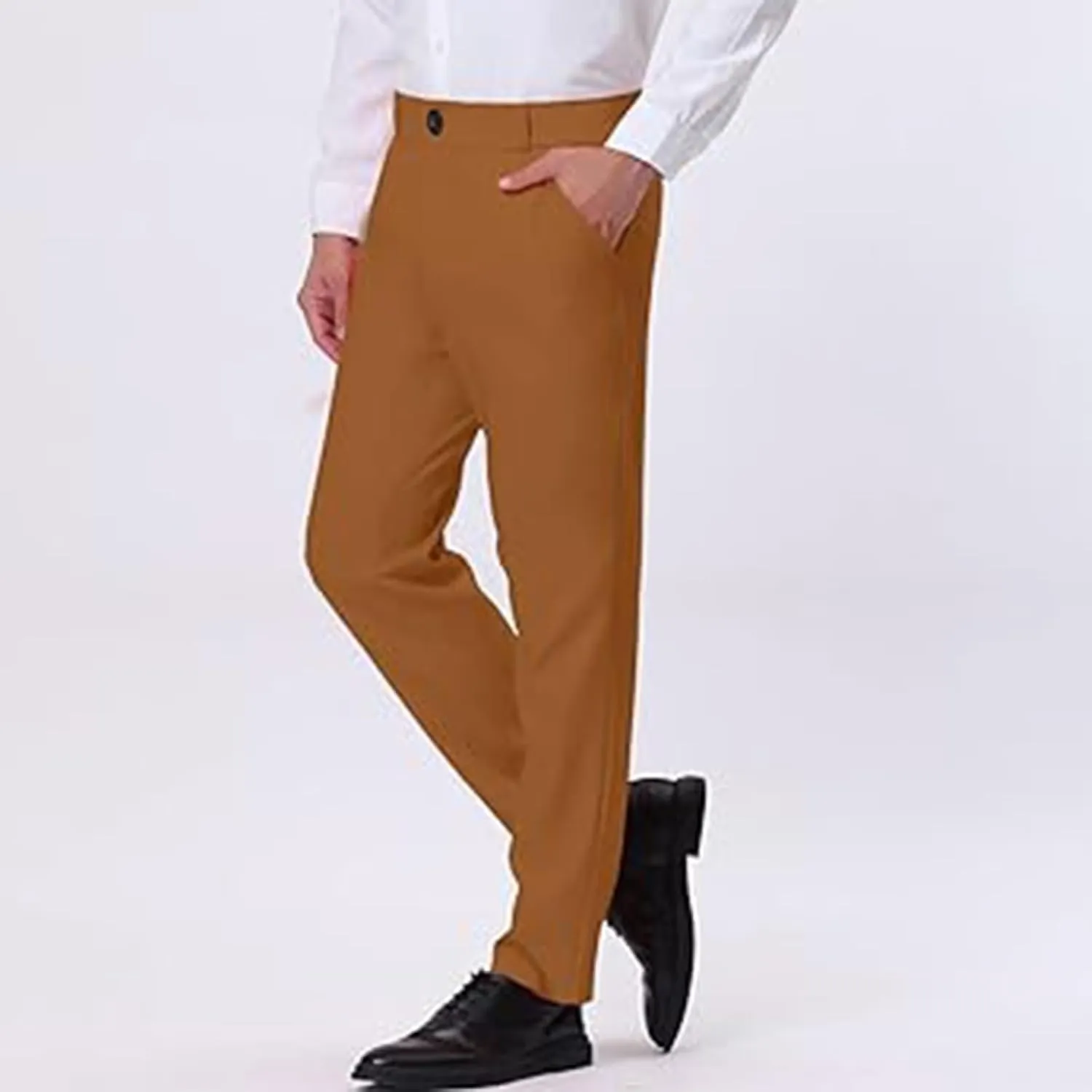 Mens Dress Pants Slim Fit Stretch Formal Pants for Men Golf Pants Wrinkle-Resistant Flat Front Chino Pant Classic