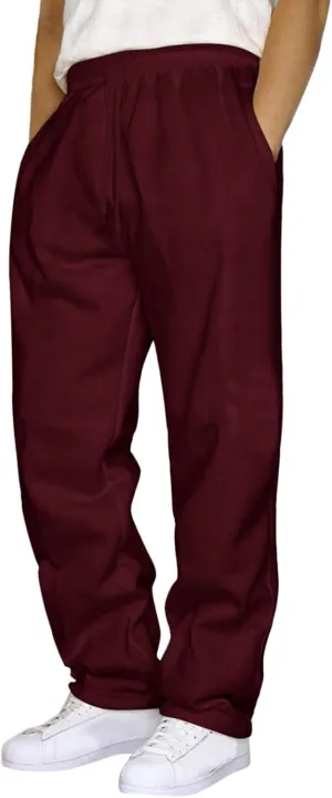 Men's Fashion Sweatpants Baggy Wide Straight Leg Joggers Classic Fit Flat Front Hiking Outdoor Trousers