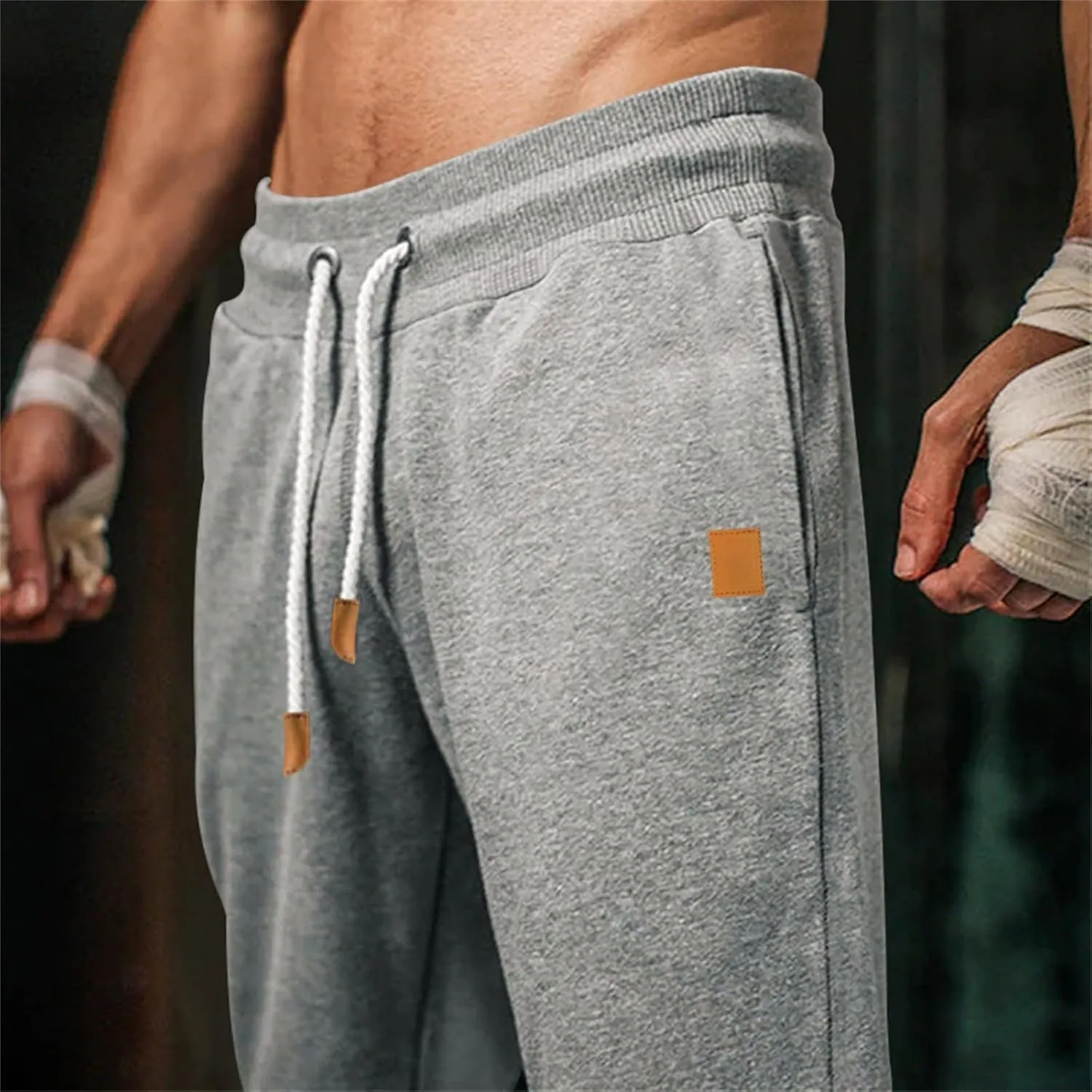 Men's Fleece Cargo Sweatpants Baggy Wide Straight Leg Joggers Classic Fit Flat Front Leisure and Daily Wear