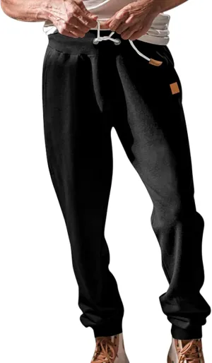 Men's Fleece Cargo Sweatpants Baggy Wide Straight Leg Joggers Classic Fit Flat Front Leisure and Daily Wear