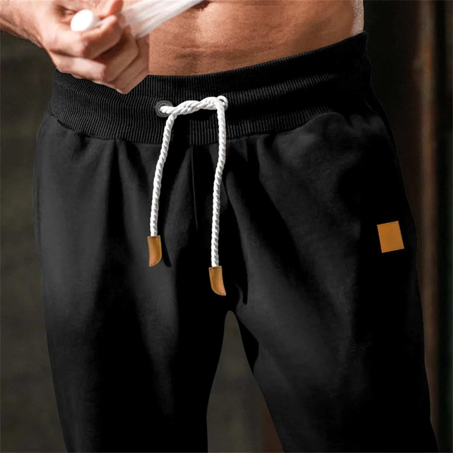 Men's Fleece Cargo Sweatpants Baggy Wide Straight Leg Joggers Classic Fit Flat Front Leisure and Daily Wear