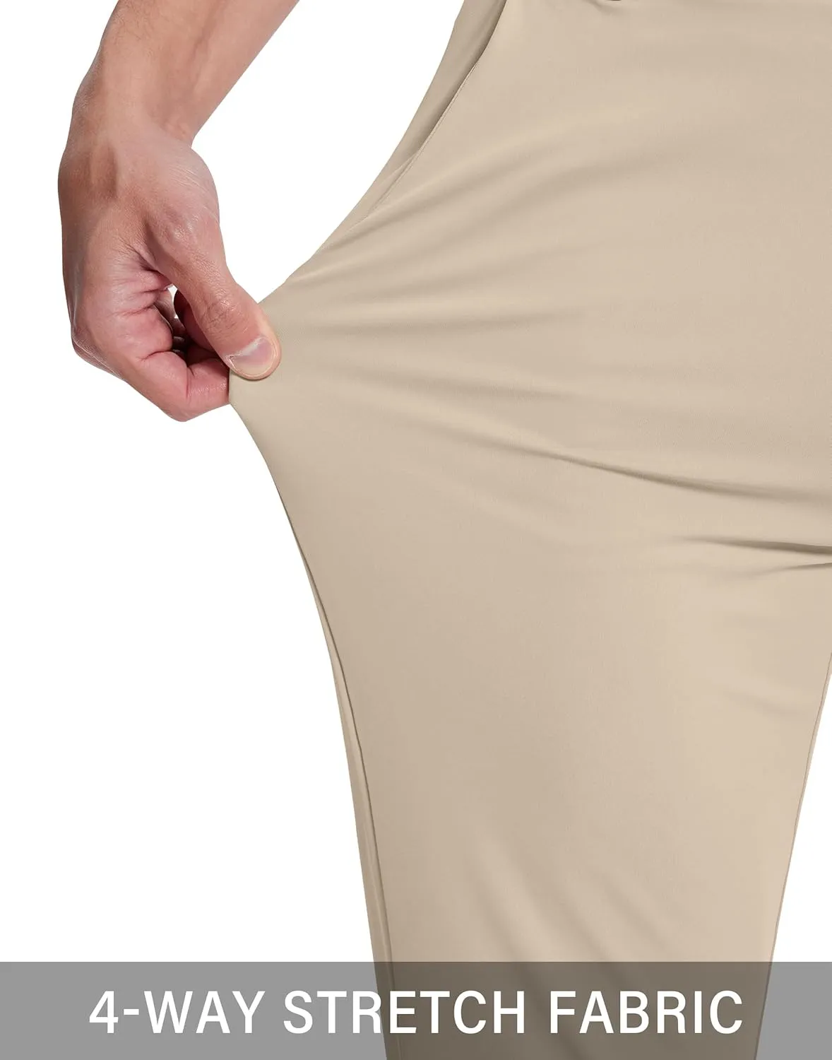 Mens Golf Dress Pants with 5 Pockets Slim Fit Stretch Lightweight Chino Trousers for Casual Work Travel
