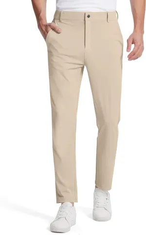 Mens Golf Dress Pants with 5 Pockets Slim Fit Stretch Lightweight Chino Trousers for Casual Work Travel