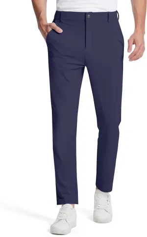 Mens Golf Dress Pants with 5 Pockets Slim Fit Stretch Lightweight Chino Trousers for Casual Work Travel