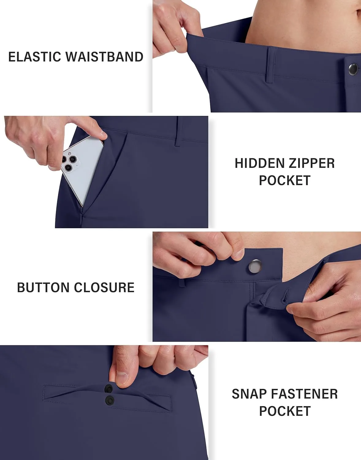 Mens Golf Dress Pants with 5 Pockets Slim Fit Stretch Lightweight Chino Trousers for Casual Work Travel