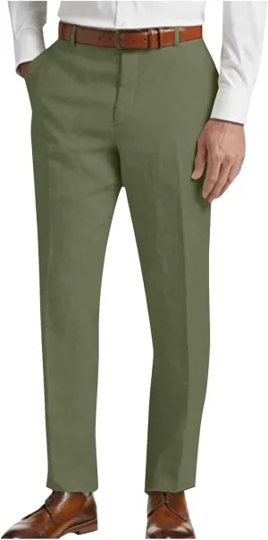 Mens Golf Pants Slim Fit Lightweight Business Casual Pants Dress Trousers Pinstripe Classic Solid Office Wear