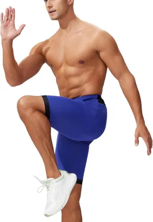 Men's Leggings Slim Fit Drawstring Elastic Waist Antiskid Knots Yoga Running Shorts Tights Outdoor Athletic Short Pants