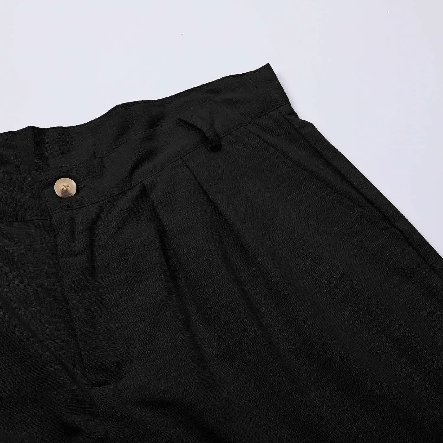 Mens Linen Beach Pants Big Tall Classic Flat Front Chino Pants Casual Lightweight Straight Leg Summer Beach Trouser