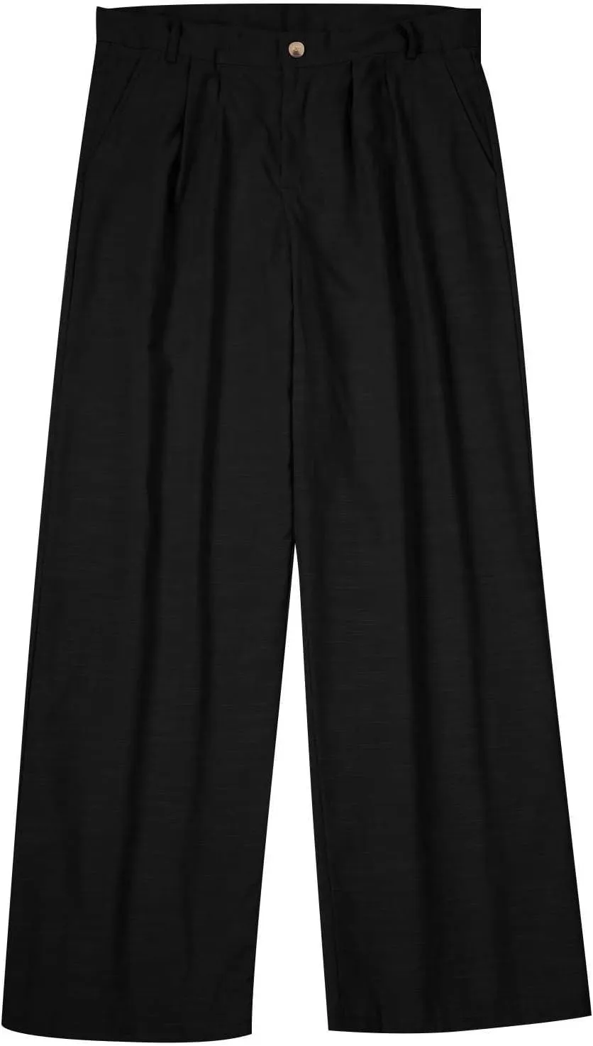 Mens Linen Beach Pants Big Tall Classic Flat Front Chino Pants Casual Lightweight Straight Leg Summer Beach Trouser