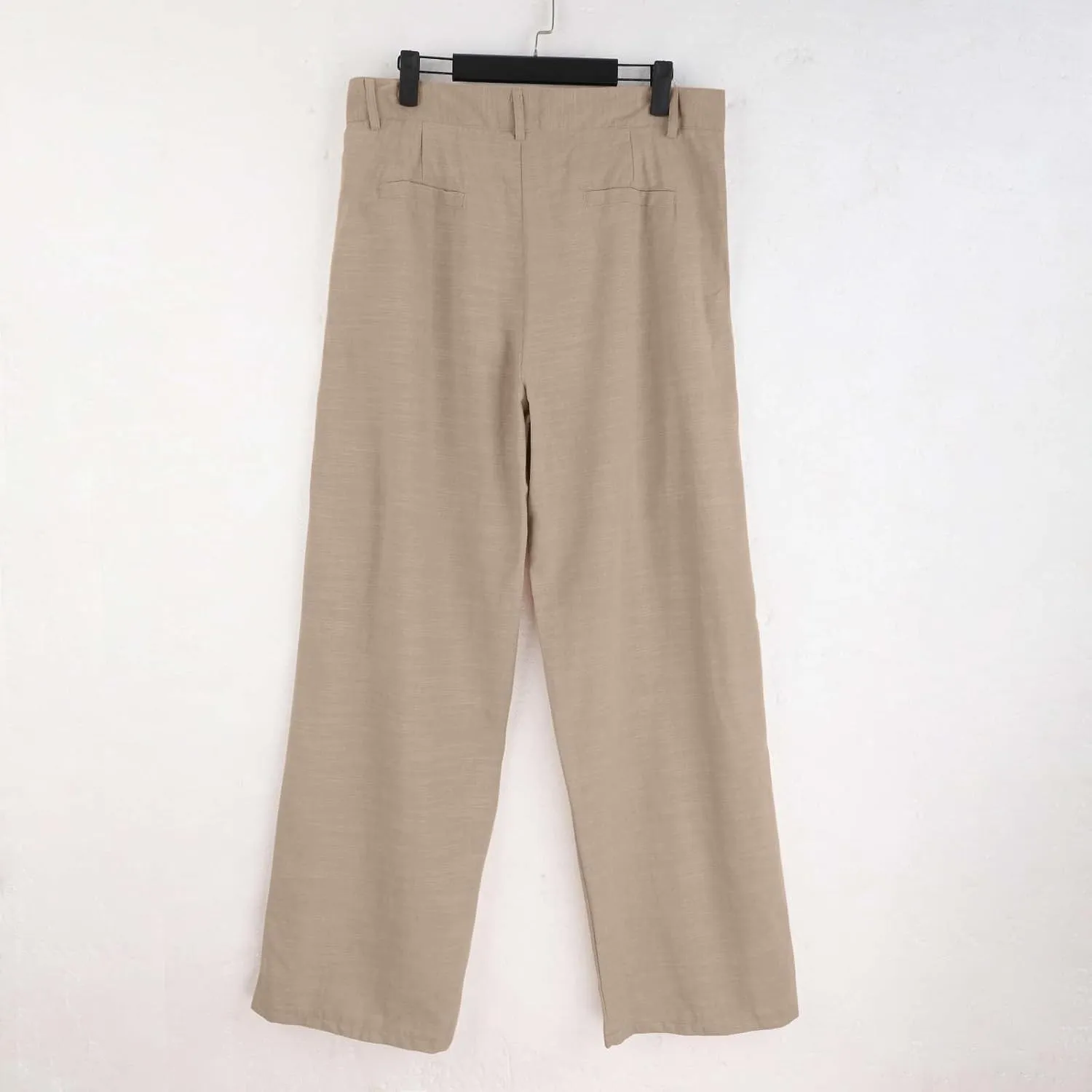 Mens Linen Beach Pants Big Tall Classic Flat Front Chino Pants Casual Lightweight Straight Leg Summer Beach Trouser