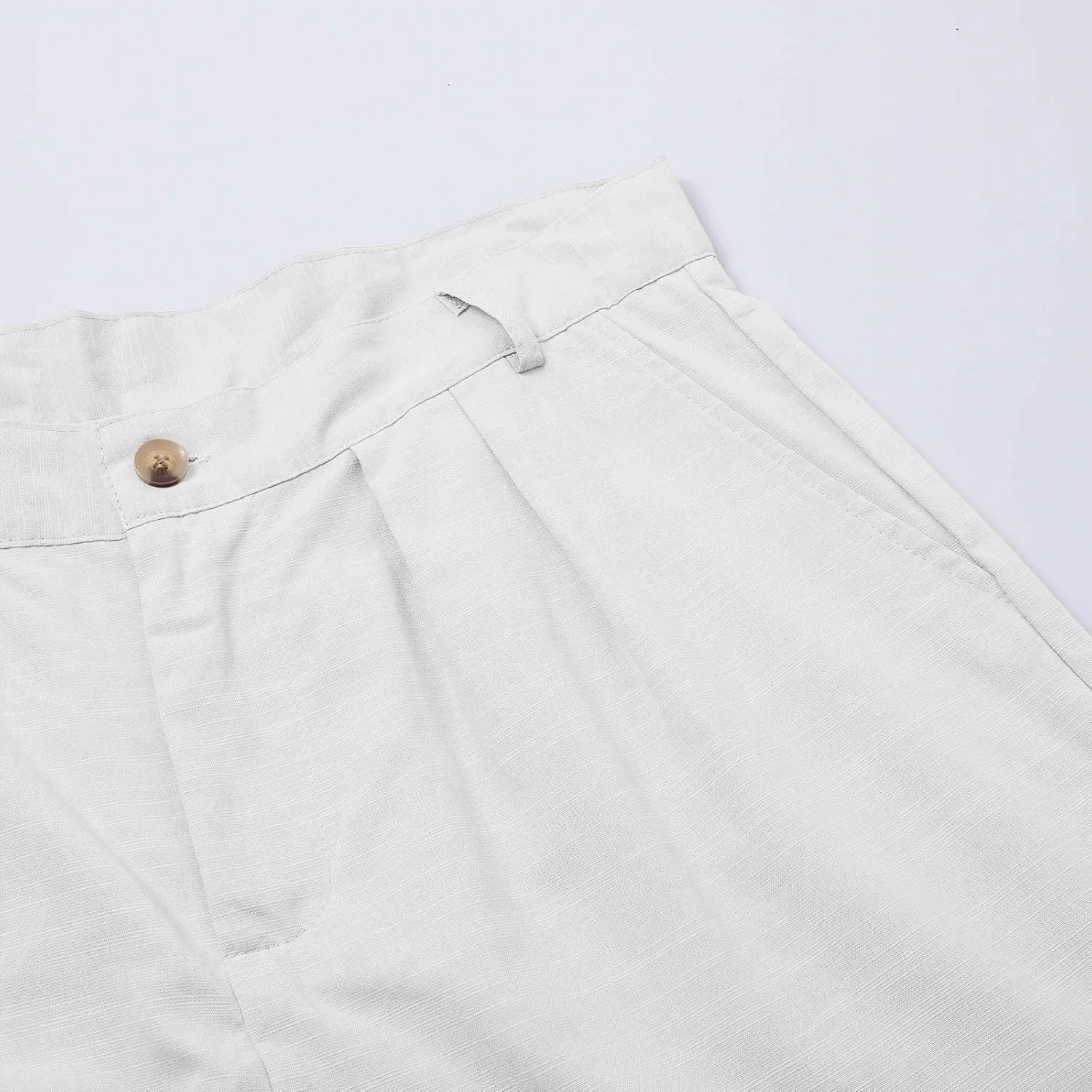 Mens Linen Beach Pants Big Tall Classic Flat Front Chino Pants Casual Lightweight Straight Leg Summer Beach Trouser