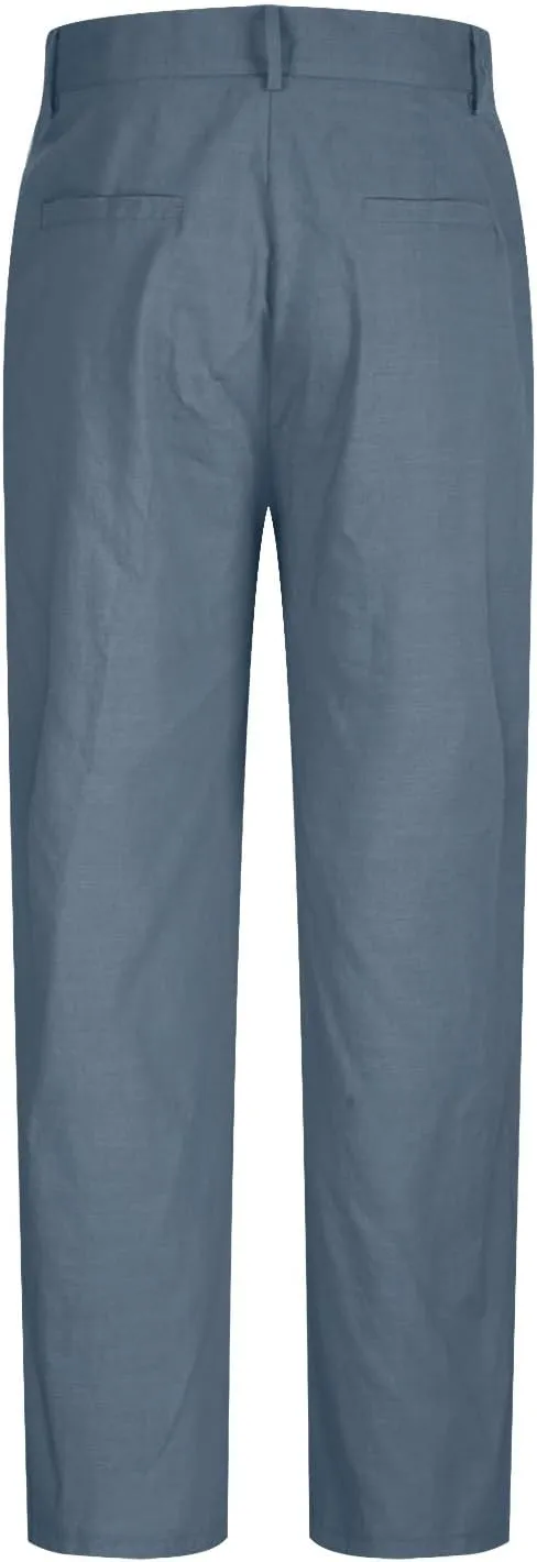 Men's Linen Dress Pants High Waist Lightweight Breathable Relaxed Formal Casual Vacation Daily Pockets