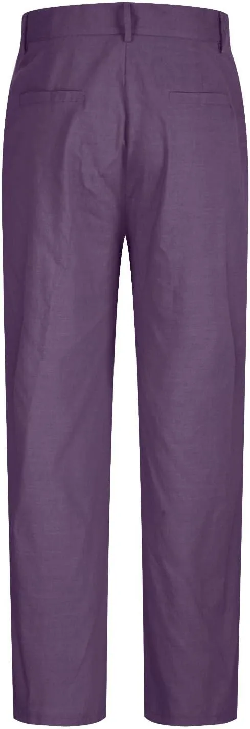 Men's Linen Dress Pants High Waist Lightweight Breathable Relaxed Formal Casual Vacation Daily Pockets