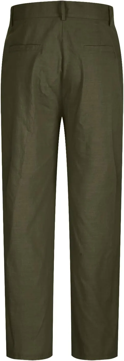 Men's Linen Dress Pants High Waist Lightweight Breathable Relaxed Formal Casual Vacation Daily Pockets