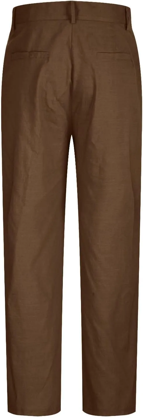 Men's Linen Dress Pants High Waist Lightweight Breathable Relaxed Formal Casual Vacation Daily Pockets