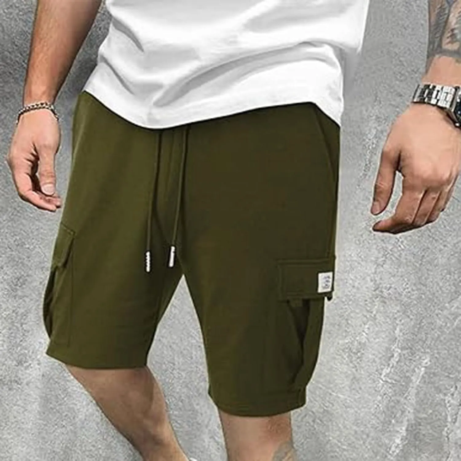 Men's Linen Shorts Mens White Dress Summer Casual Wear Cargo Elastic Waist Men for Woodland Camouflag SweatShorts