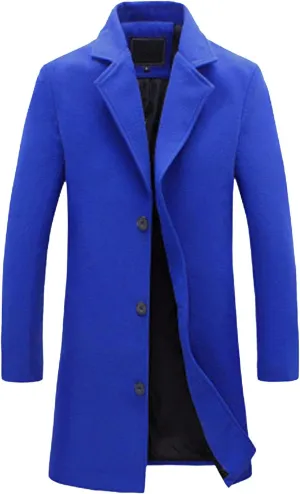 Men's Oversized Casual Notched Collar Long Pea Coats Single Breasted Business Overcoats Warm Thicken Trench Coats