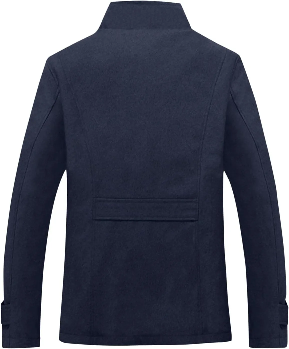Men's Pea Coats Stand Collar Single-Breasted Trench Jackets Fall Winter Zipper Pocket Work Dress Overcoat Plus Size