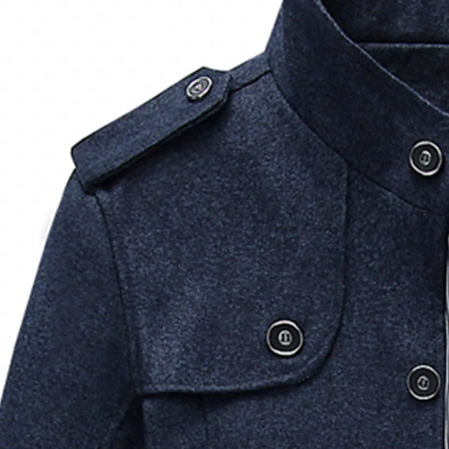 Men's Pea Coats Stand Collar Single-Breasted Trench Jackets Fall Winter Zipper Pocket Work Dress Overcoat Plus Size