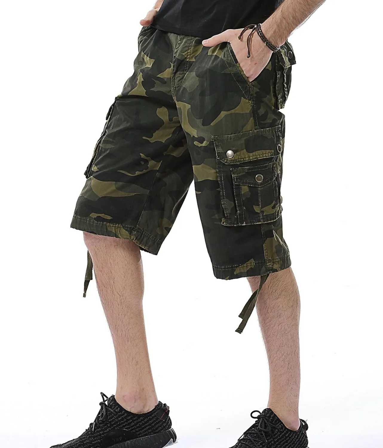 Men's Relaxed Fit Multi-Pocket Outdoor Camouflage Cargo Shorts