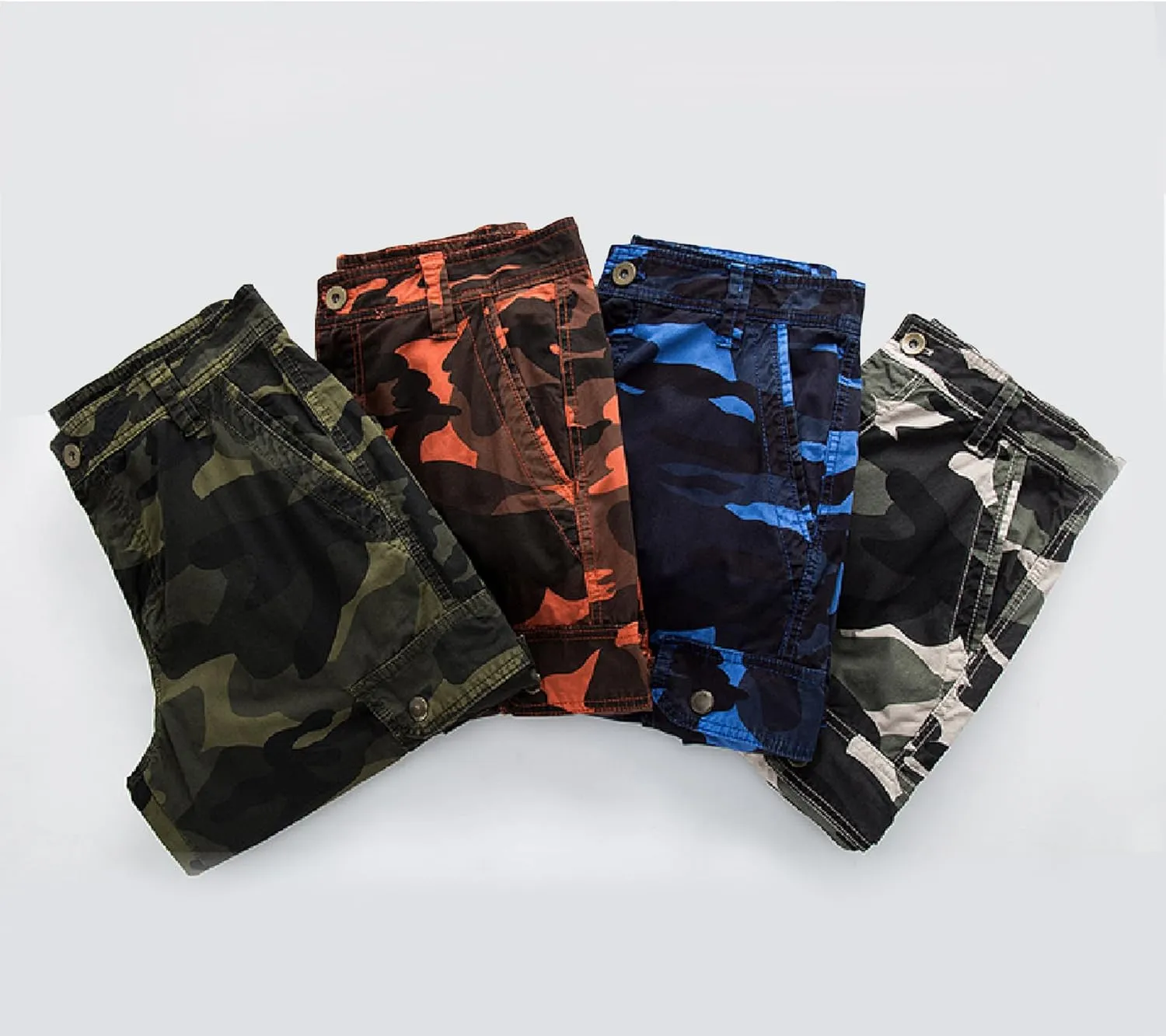 Men's Relaxed Fit Multi-Pocket Outdoor Camouflage Cargo Shorts