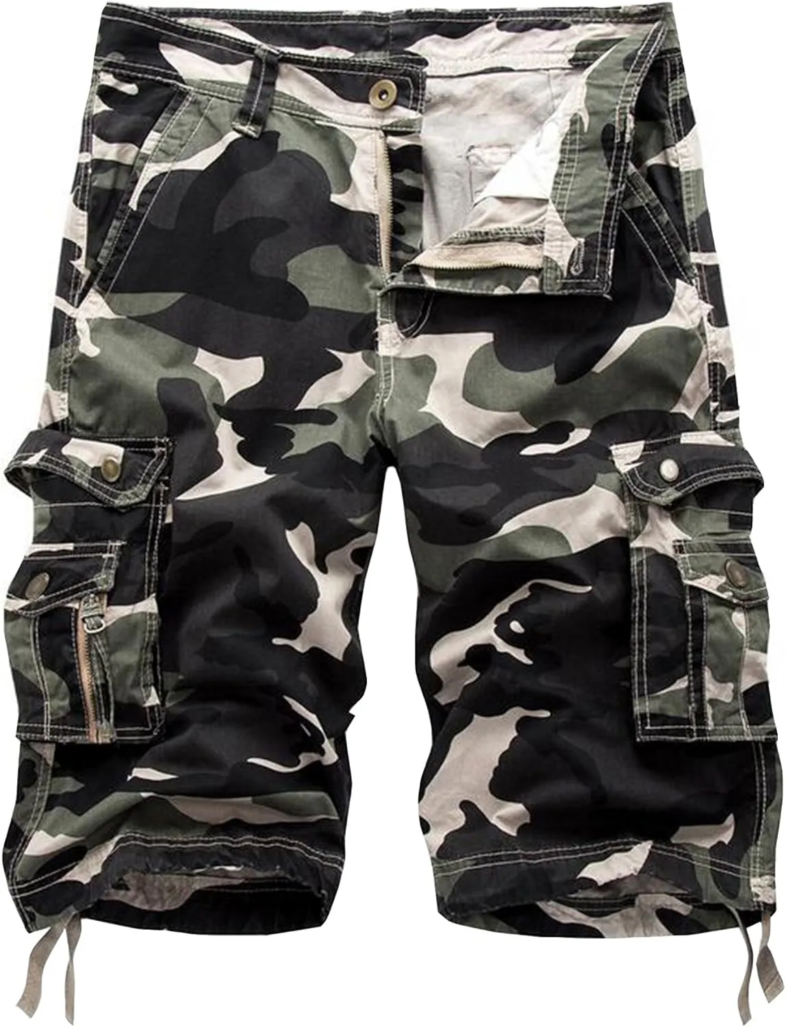 Men's Relaxed Fit Multi-Pocket Outdoor Camouflage Cargo Shorts