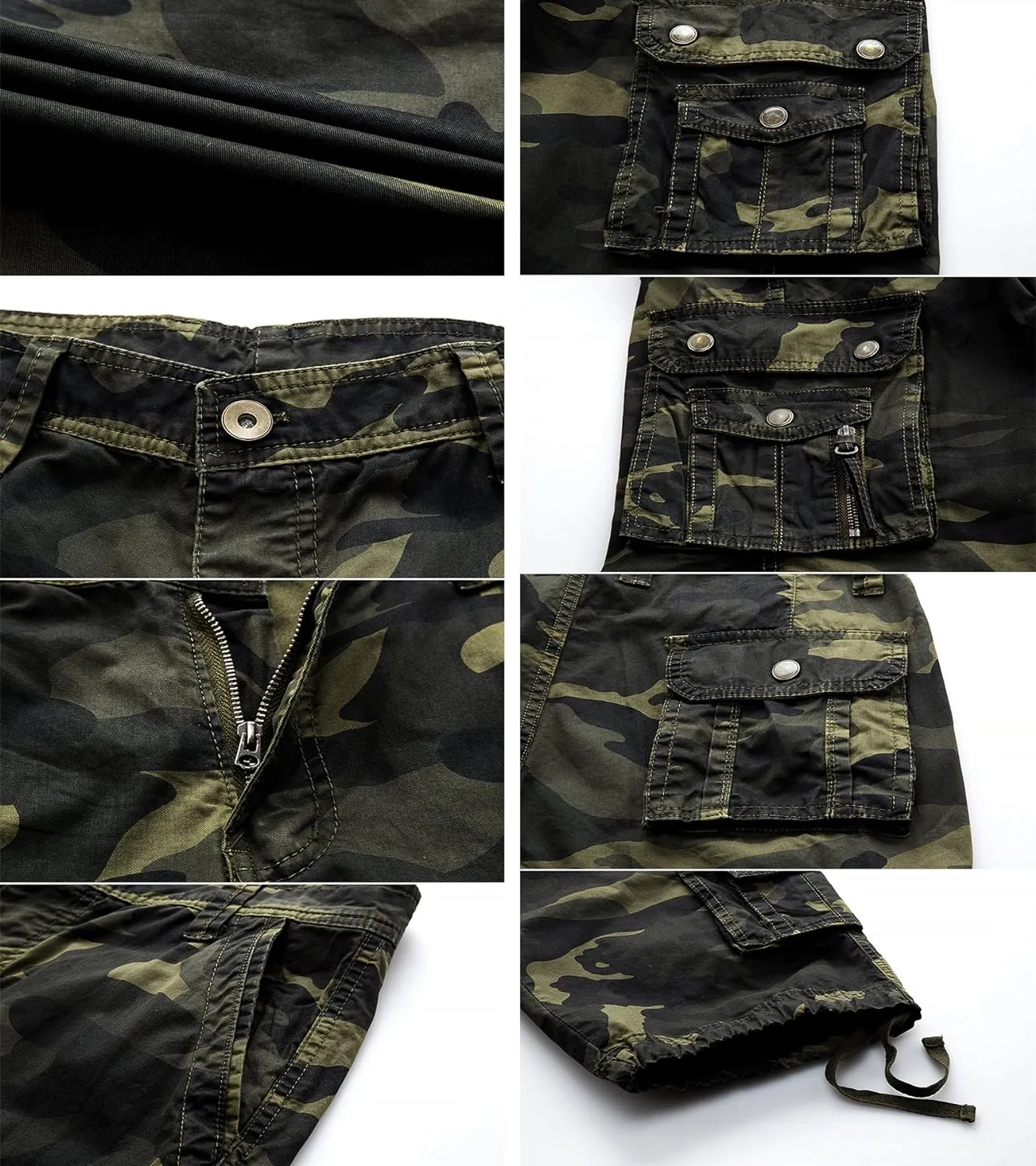 Men's Relaxed Fit Multi-Pocket Outdoor Camouflage Cargo Shorts