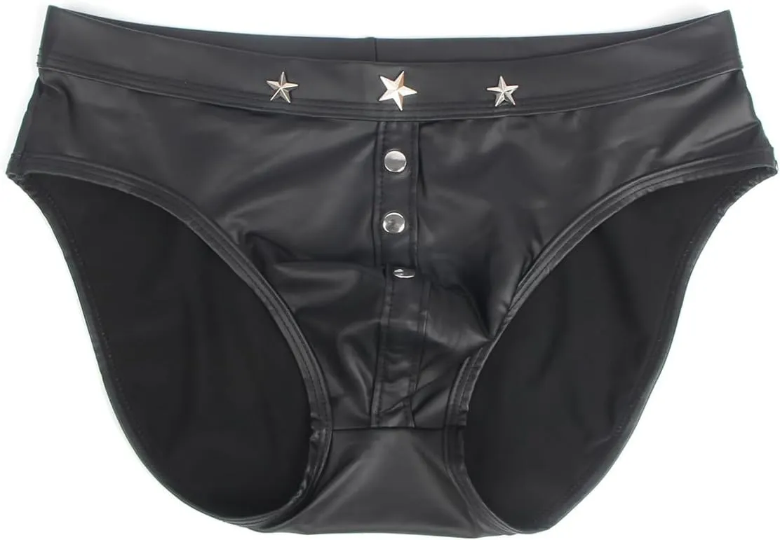 Mens Sexy Leather Bikini Fashion Low Rise Lingerie Erotic Naughty Underwears