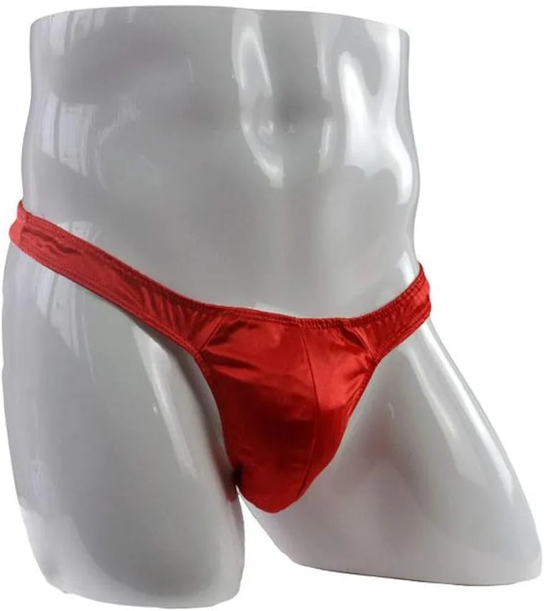 Men's Shiny Briefs Underwear Patent Leather Thong Low Rise T-Back G-String Comfortable Underpants