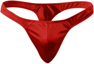 Men's Shiny Briefs Underwear Patent Leather Thong Low Rise T-Back G-String Comfortable Underpants