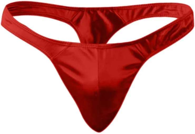 Men's Shiny Briefs Underwear Patent Leather Thong Low Rise T-Back G-String Comfortable Underpants