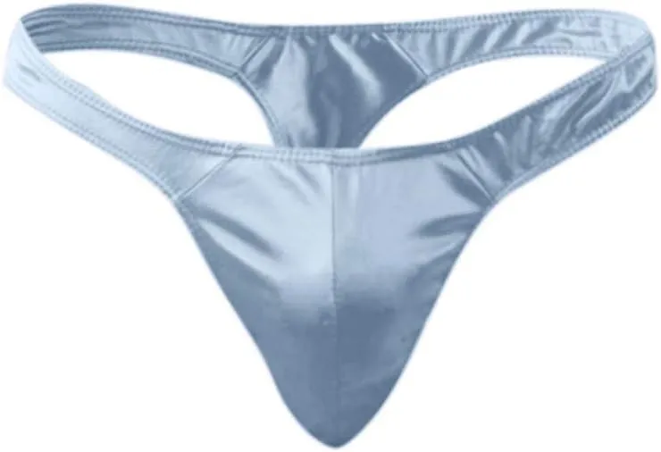 Men's Shiny Briefs Underwear Patent Leather Thong Low Rise T-Back G-String Comfortable Underpants