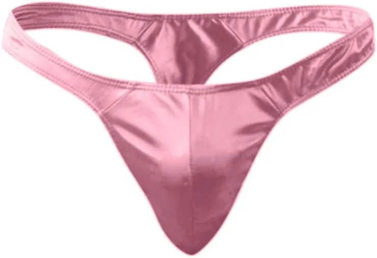 Men's Shiny Briefs Underwear Patent Leather Thong Low Rise T-Back G-String Comfortable Underpants