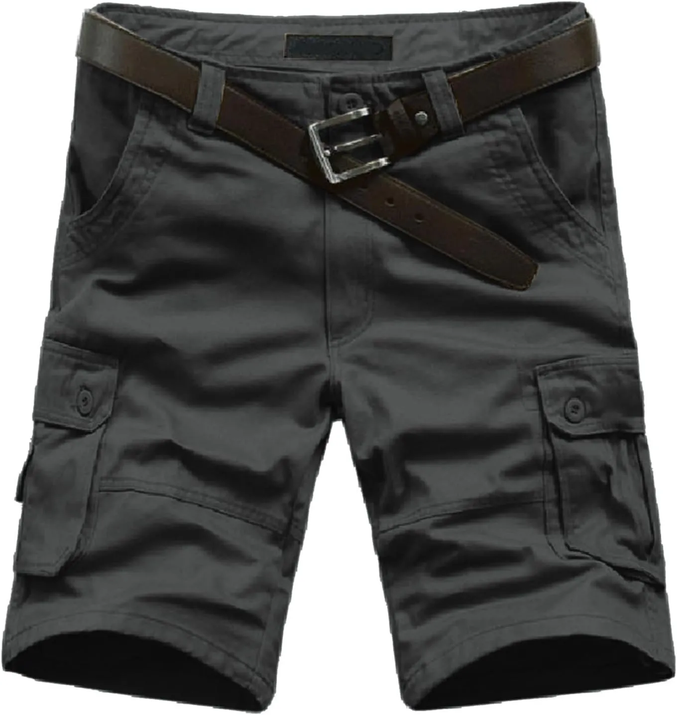 Mens Shorts Cargo Dress for Men Linen Summer Wear Woodland Camouflag Elastic Waist Khaki Dropped Shoulders