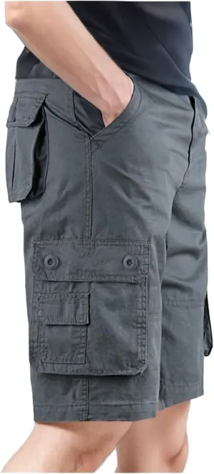 Mens Shorts Cargo Dress for Men Linen Summer Wear Woodland Camouflag Elastic Waist Khaki Dropped Shoulders