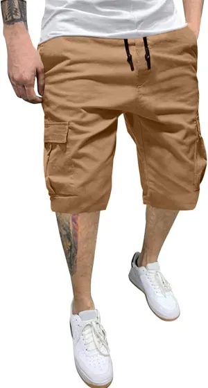 Men's Shorts Cargo Mens Cotton Men Casual Patriotic Elastic Waist for Summer Workwear Linen Big Tall Wear