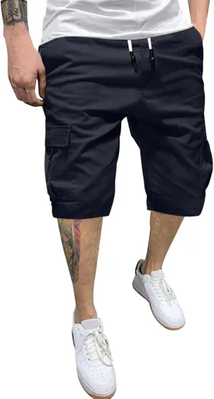 Men's Shorts Cargo Mens Cotton Men Casual Patriotic Elastic Waist for Summer Workwear Linen Big Tall Wear