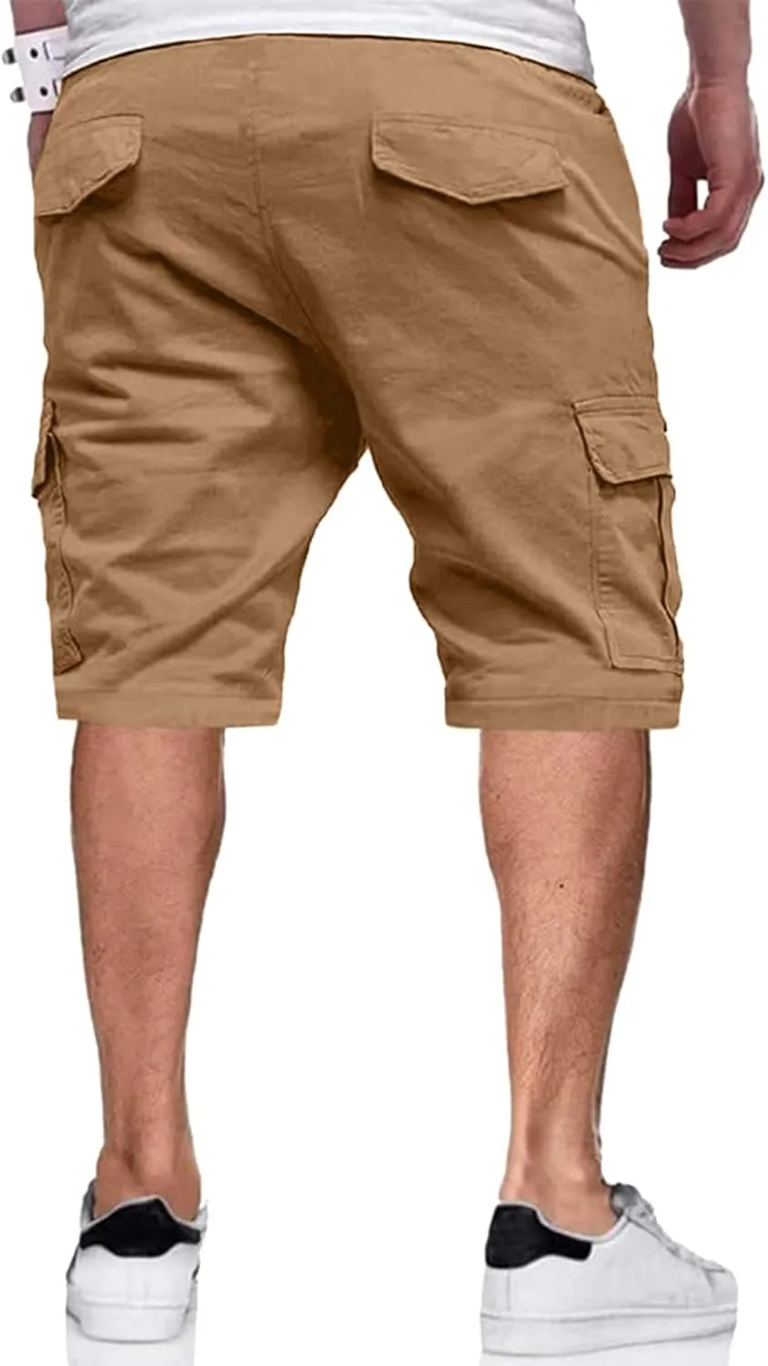 Men's Shorts Cargo Mens Cotton Men Casual Patriotic Elastic Waist for Summer Workwear Linen Big Tall Wear