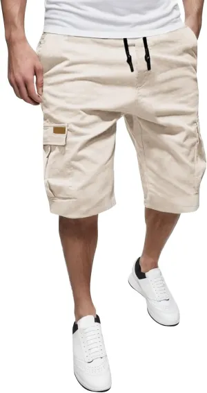 Men's Shorts Cargo Mens Tall Summer Tee Elastic Waist Size 36 Big Cotton Men Linen Khaki Casual Graphic