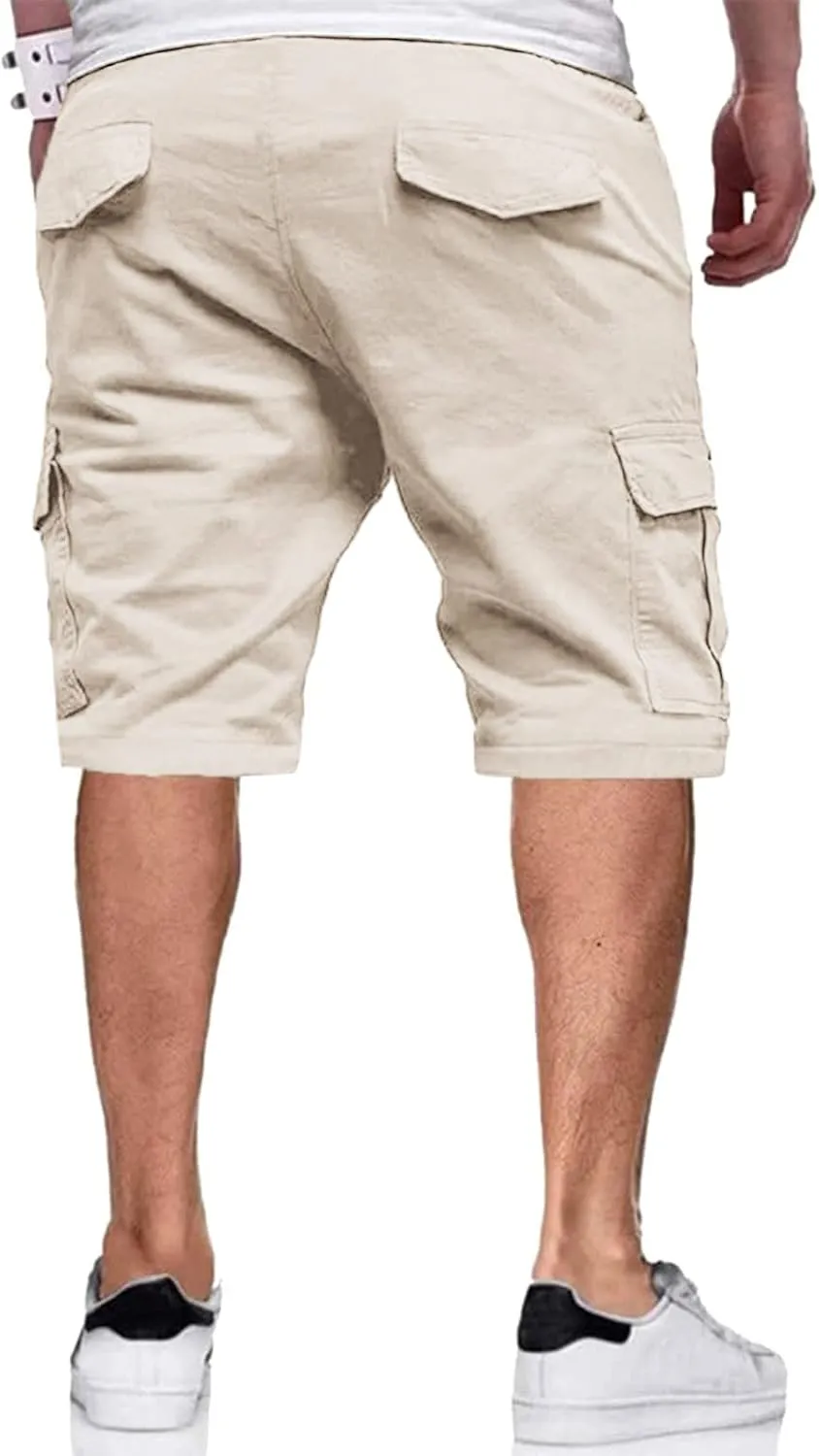 Men's Shorts Cargo Mens Tall Summer Tee Elastic Waist Size 36 Big Cotton Men Linen Khaki Casual Graphic
