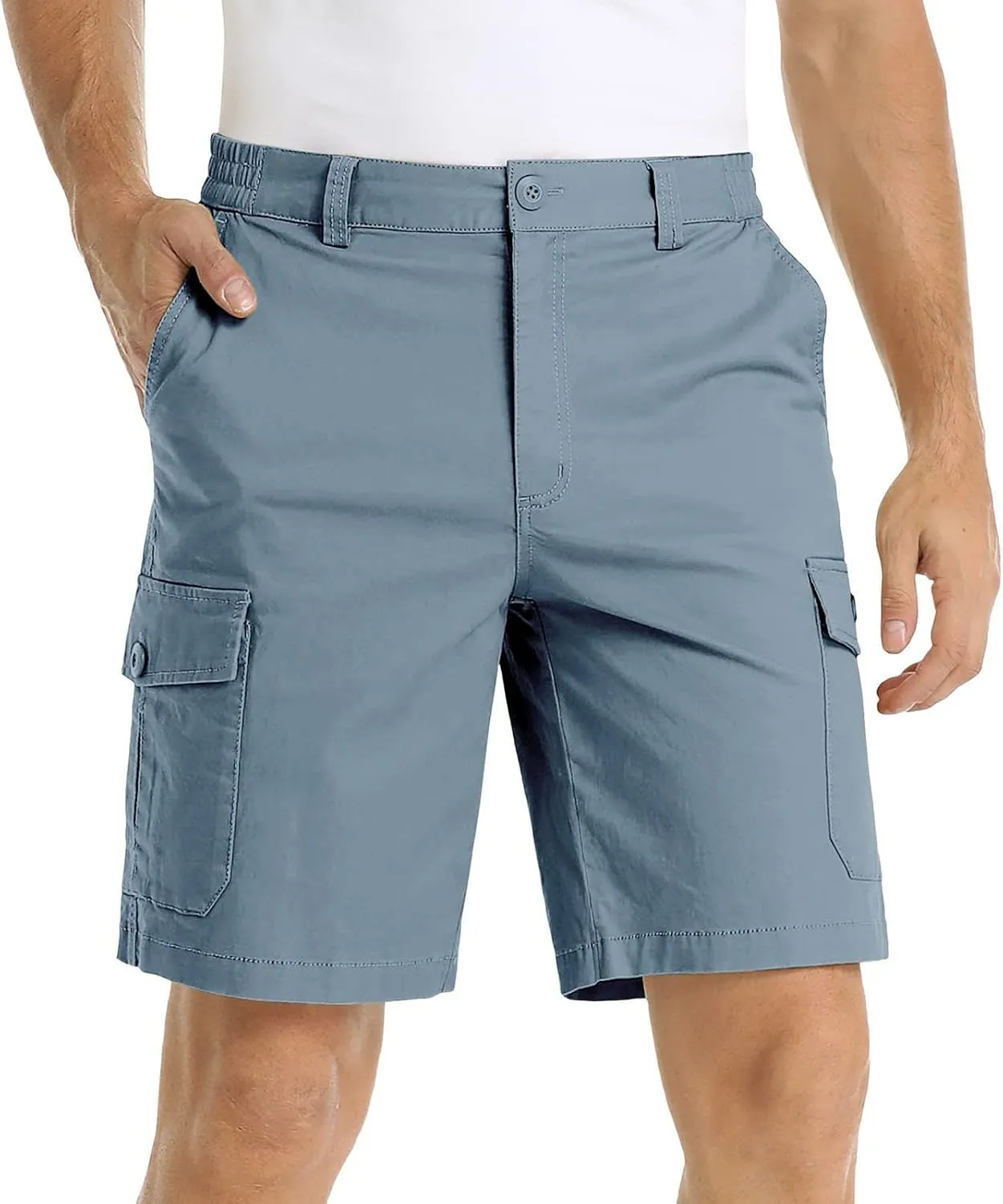 Mens Shorts Cargo White Linen Denim Slim Fit Men Khaki 5 Inch Personalised for Below Knee Men's Big Corduroy Plain