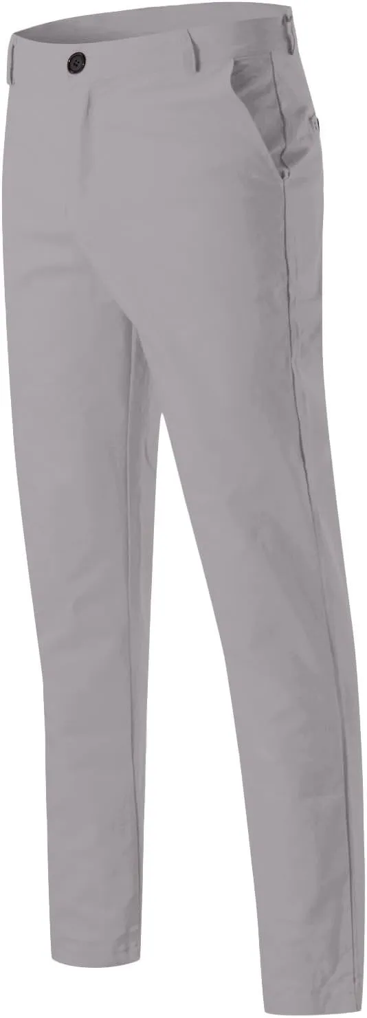 Mens Skinny Dress Pants Elastic Waist Flat Front Slim Fit Casual Smart Work Trousers Plus Size Business Golf Pants Slacks