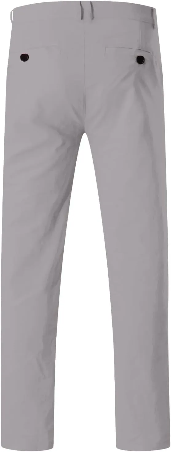 Mens Skinny Dress Pants Elastic Waist Flat Front Slim Fit Casual Smart Work Trousers Plus Size Business Golf Pants Slacks