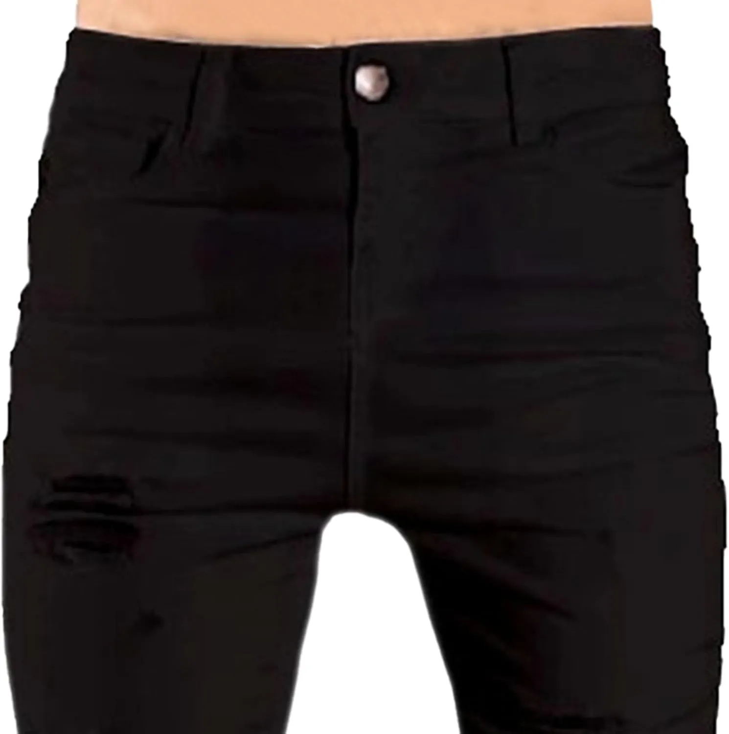 Men's Slim-fit Ripped Denim Pants Classic Casual Biker Jeans Pants Distressed Destroyed Trousers