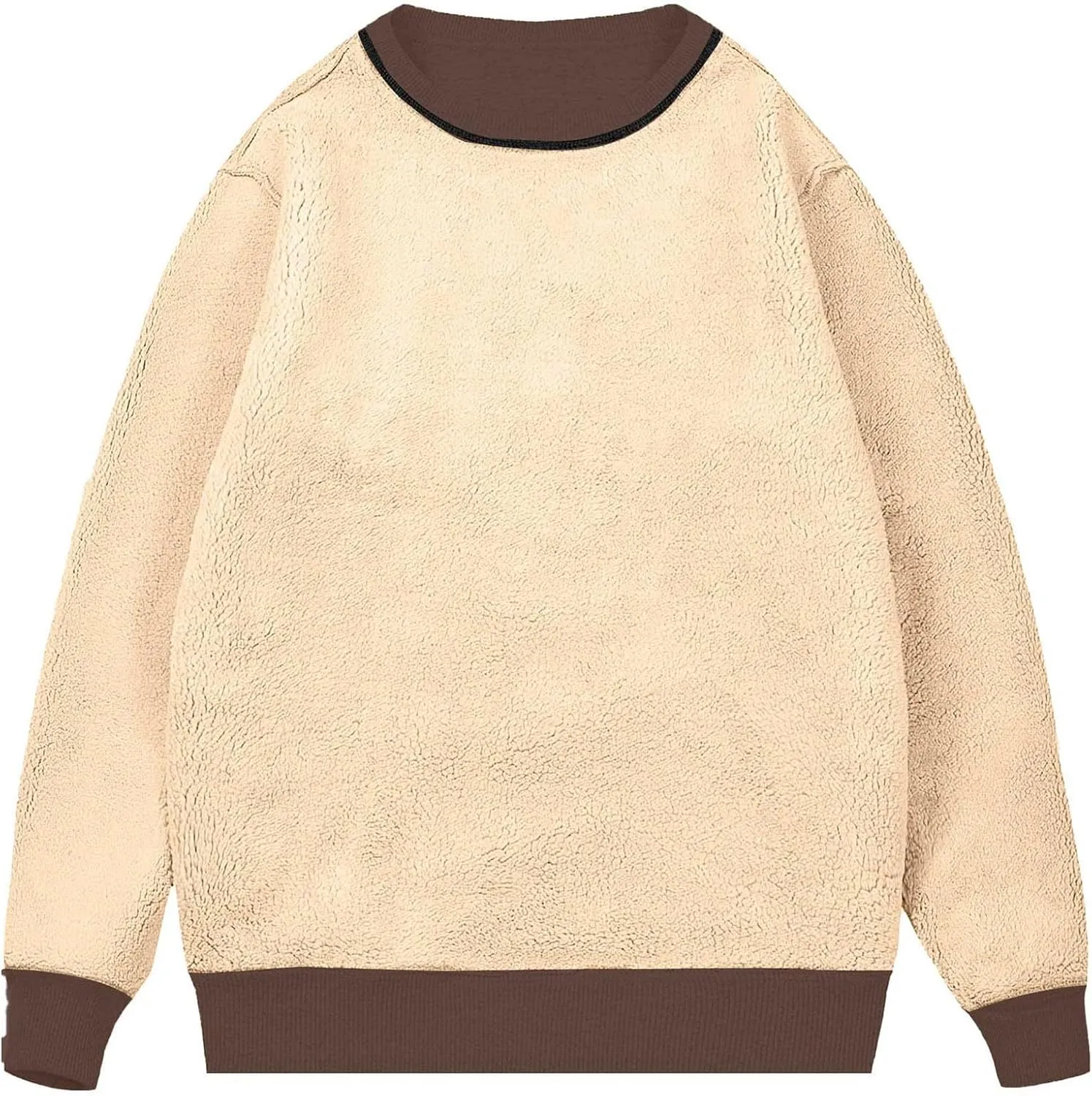 Men's Spring Autumn Winter Round Neck Sweater Simple Style Tops Trendy Loose Plus Velvet Oversized Distressed Sweatshirt