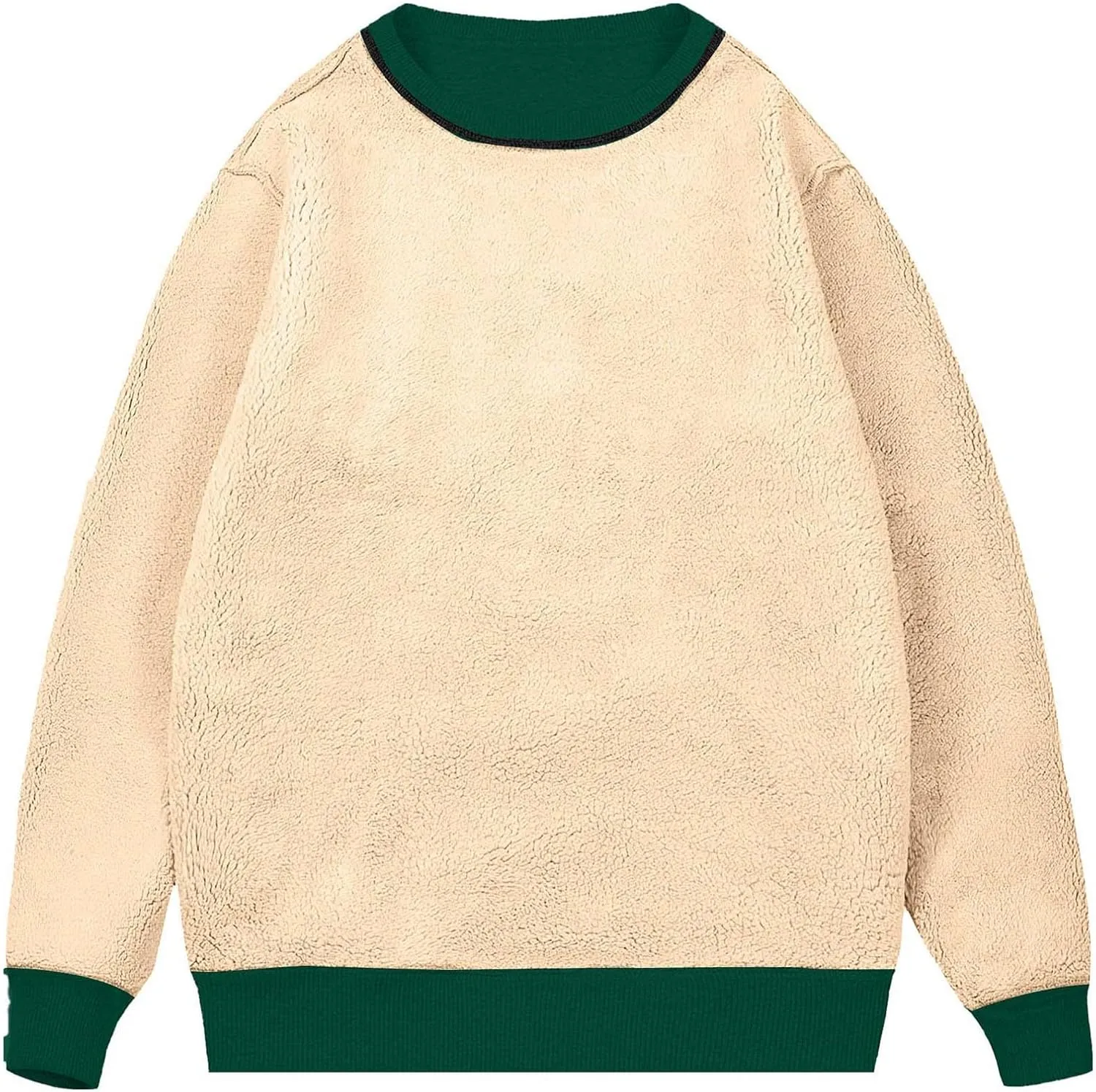 Men's Spring Autumn Winter Round Neck Sweater Simple Style Tops Trendy Loose Plus Velvet Oversized Distressed Sweatshirt